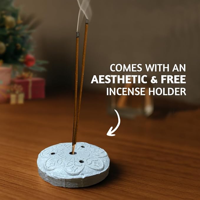 Folkulture Christmas Incense Sticks | Set of 120 Insence-Sticks with Holder for Relaxation |Cinnamon & Orange Incense| Organic, Slow Burning & Non Toxic Inscents | Luxe Fragrances - Gifts for Her
