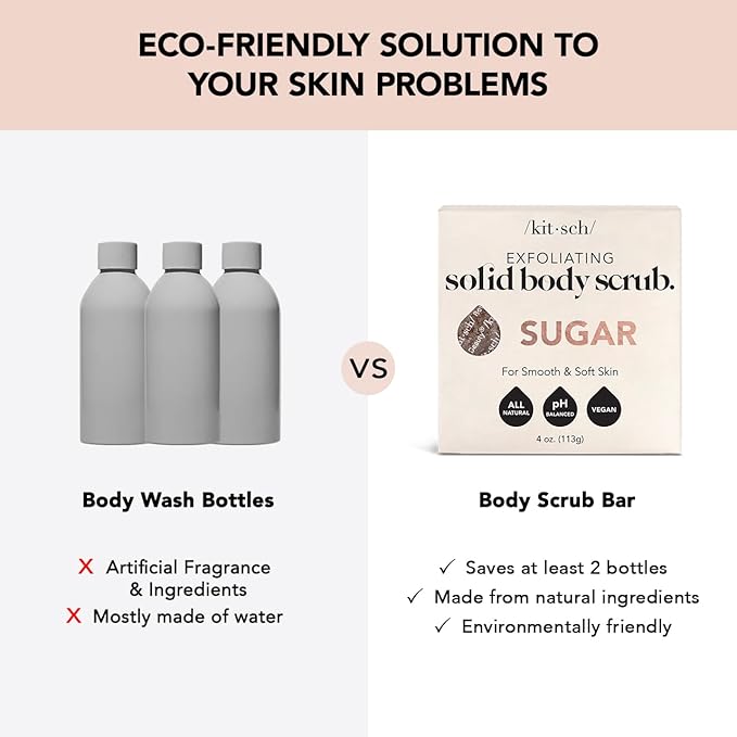 Kitsch Dry Brushing Body Brush & Exfoliating Sugar Body Scrub Bar with Discount