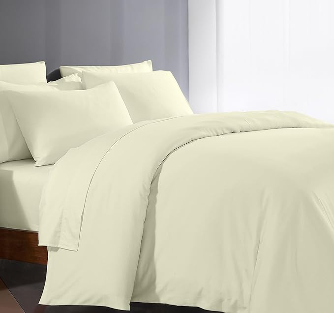 Bluemoon Homes Queen Duvet Cover 1 Piece 1000 Thread Count 100% Egyptian Cotton Long Staple Quilt Cover Full Size, Silky Soft, Breathable with Hidden Zipper Closure Duvet Cover (Ivory)
