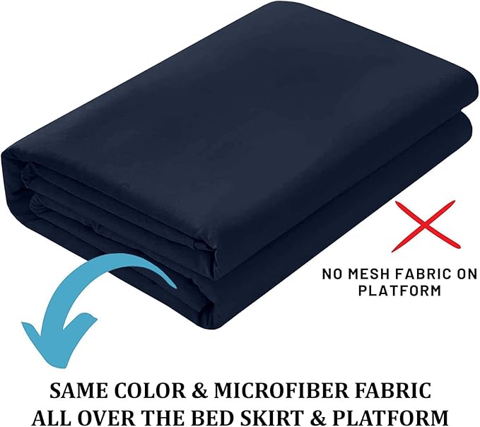 Ruffled Bed Skirt with Split Corners, Navy Blue, Full 18 Inch Drop Bedskirt, Hotel Quality Brushed Microfiber Wrinkle Free Dust Ruffle Bed Skirt Full Size