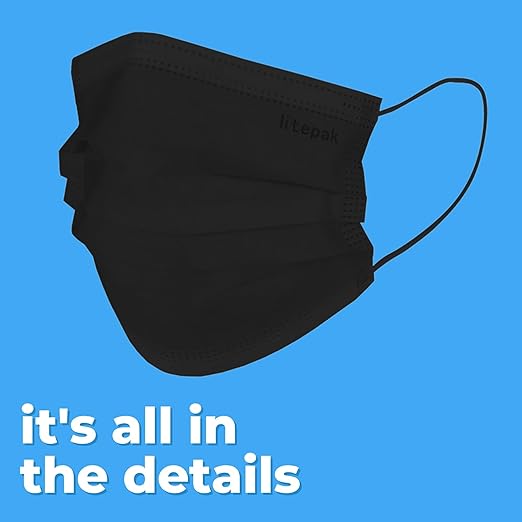 2,000pcs Disposable Face Masks- 3 Ply Breathable Mask For Adults - Black (40 Packs of 50)