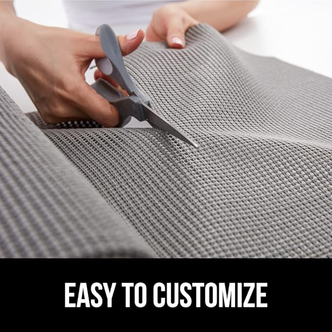 GORILLA GRIP powerGRIP Drawer Shelf and Cabinet Liner, Thick Strong Hold, Non-Adhesive Liners Protect Kitchen Cabinets and Cupboard, Bathroom Drawers, Easy Install, Breathable Mat, 24" x20', Gray