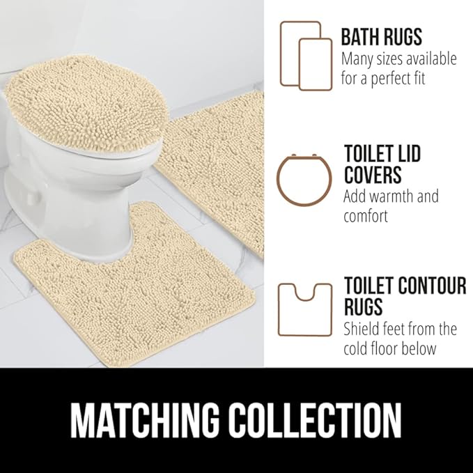 GORILLA GRIP Bath Rug Mat 30x20, Thick Soft Absorbent Chenille, Quick Dry Microfiber Mats, Rubber Backing Washable Shower Floor Rugs, Bathmat Runner, US Designed Bathroom Home Decor Accessories Sand