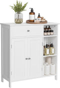 VASAGLE Floor Storage Cabinet with Drawer, Freestanding Cabinet with Doors, 3 Open Compartments, Adjustable Shelves, 11.8 x 29.5 x 31.5 Inches, for Bathroom, Living Room, Cloud White UBBC142W01