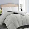 EASELAND Full Size Down Alternative Comforter - Quilted Duvet Insert for All Seasons, Soft Lightweight with Corner Tabs, Summer Winter Warm Bedding, Light Grey 82×86 Inches