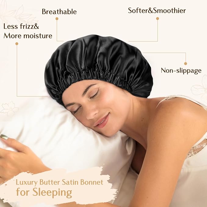 YANIBEST Adjustable Silk Bonnet Double Layer Satin Bonnet Hair Bonnet for Sleeping Bonnets for Women Hats Curly Natural Hair, Orchid