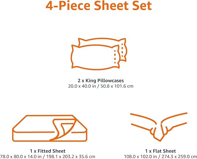 Amazon Basics 4 Piece Bed Sheets Set, 100% Cotton Jersey, Includes Super Soft, Flat and Fitted Sheets, Pillowcase, King, Dark Gray, Solid