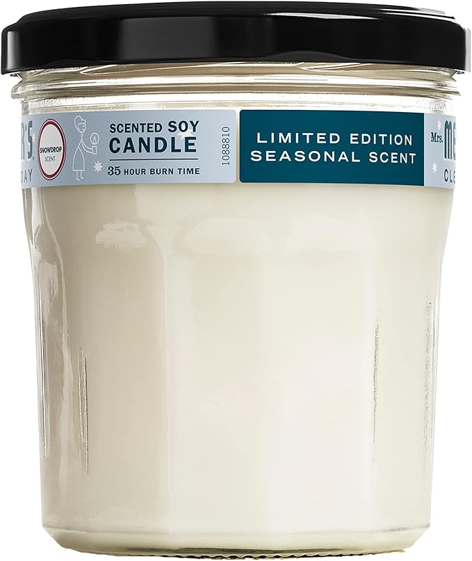 MRS. MEYER'S CLEAN DAY Soy Aromatherapy Candle, 35 Hour Burn Time, Made with Soy Wax and Essential Oils, Limited Edition Snowdrop, 7.2 oz - Pack of 2