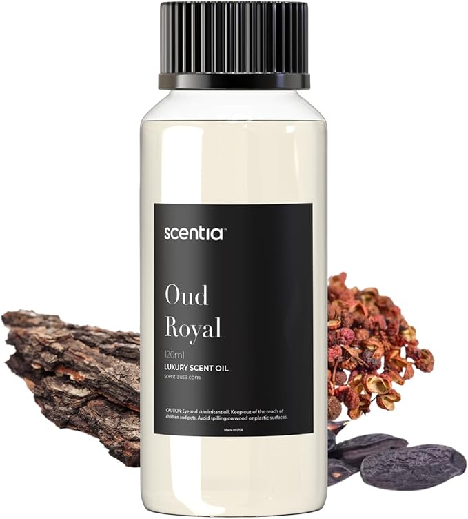 Scentia Oud Royal Hotel Diffuser Oil 120 ml | Oud Royal for Scent Diffuser |Thanksgiving & Holiday Gift Luxurious Aroma, Niche Scent, Cardamom, Rosewood & Oud | 120ml Aromatherapy Fragrance