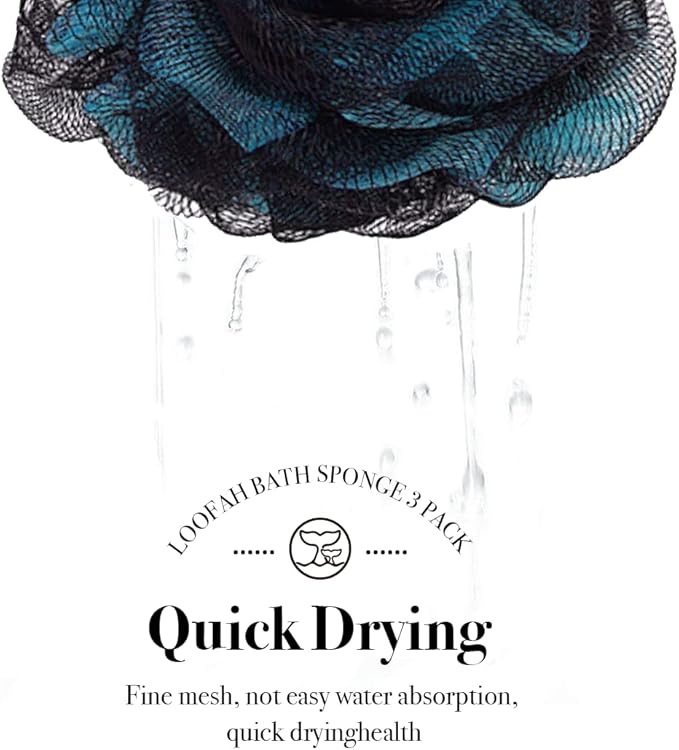 Loofah Sponge Bath Sponge for Women Men 4 Pack (Purple Blue Red Green)