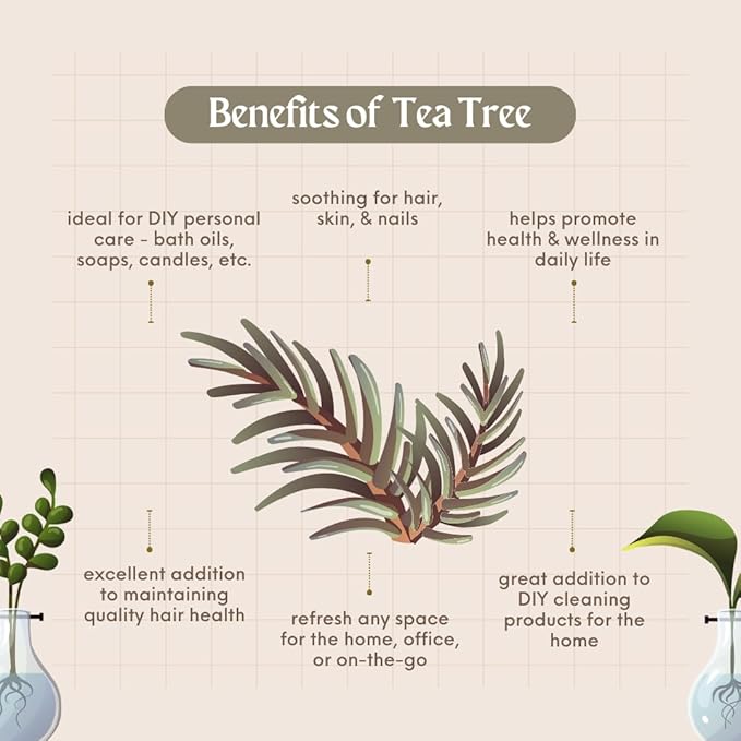 Tea Tree Essential Oil – 16 fl oz (473 ml) – 100% Pure & Undiluted – Steam-Distilled Melaleuca – Amber Glass Bottle – Natural Cleaning, Diffuser, and DIY Use – GreenHealth