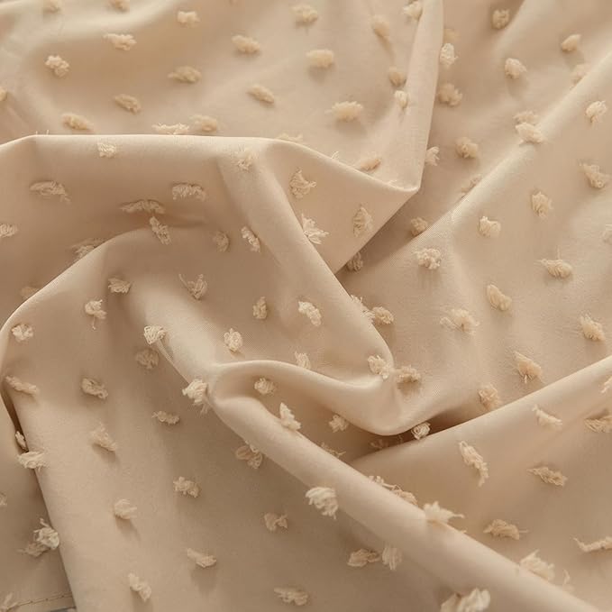 Tufted Dot Bed Skirt QueenSize Ruffled Bed Skirt with Split Corners, 14 Inch Drop Dust Ruffle Bed Skirts with Platform, Camel