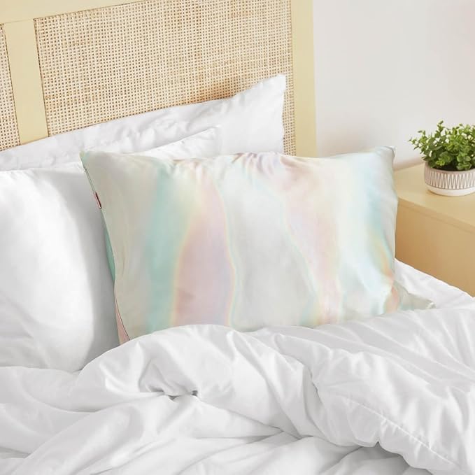 Kitsch Satin Pillowcase with Zipper for Hair & Skin, Softer Than Silk Pillow Cases Queen, Wrinkle-Free, Smooth and Cooling Satin Pillow Covers, Standard Size 19"x26" - Aura, 2pcs
