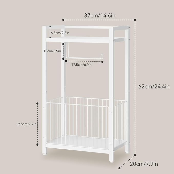 IBUYKE Freestanding Toilet Paper Holder Stand with Storage Shelf,Bathroom Toilet Tissue Roll Dispenser with Extra Space for Rolls, Magazines, Wet Wipes White TLJ020W
