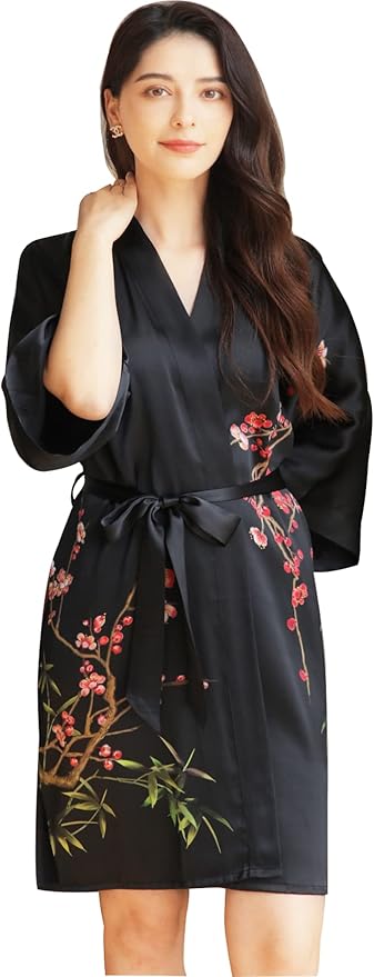 women's 100% silk kimono, short bathrobe pajamas, kimono pajamas
