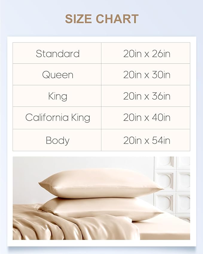 THXSILK 100% Mulberry Silk Pillowcase for Hair and Skin, Grade 6A+ Mulberry Silk Pillow Case 22 Momme, Hypoallergenic Pillow Case Cover with Zipper, 1pc (Queen 20"x30", Beige)