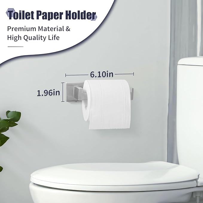 Bathroom Accessories Towel Bar Set: 20 Pieces Brushed Nickel Square Bathroom Hardware SUS304 Stainless Steel - Wall Mounted Towel Rack&Toilet Paper Holder&Towel Ring and Towel Hook