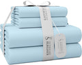 1200 Thread Count Queen Size Sheets Set Bluish Gray, Ultra Soft Cotton Rich Easy Care Sateen Bed Sheet, Moisture Wicking Deep Pocket Sheets (1 Flat Sheet 1 Fitted Sheet & 2 Pillowcases)