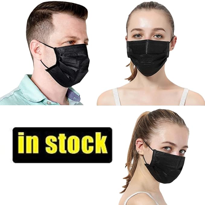 NNPCBT 1000PCS 3 ply black disposable face mask breathable face masks