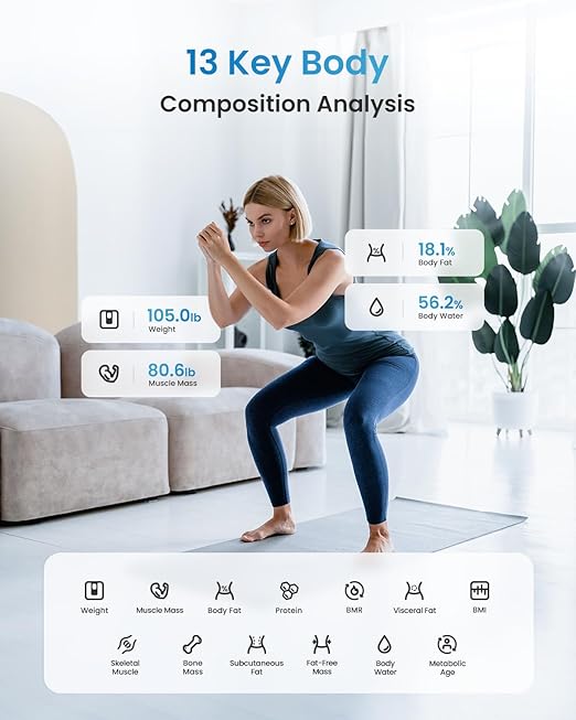 RENPHO Smart Scale for Body Weight, Digital Bathroom Scale BMI Weighing Bluetooth Body Fat Scale, Body Composition Monitor Health Analyzer with Smartphone App