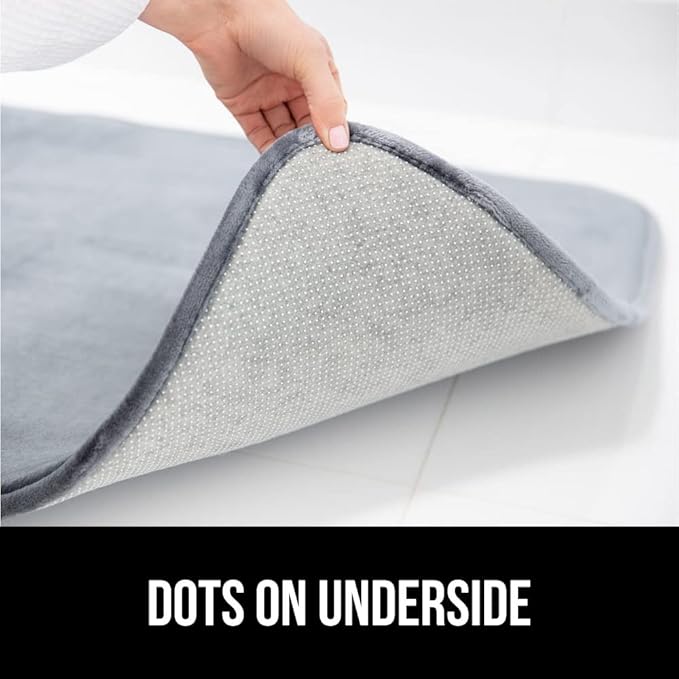 GORILLA GRIP Memory Foam Bath Rugs, Soft Absorbent Velvet Bathroom Mats, Durable Dots on Underside, Machine Washable Bathmat, Carpet Rug Room Decor for Shower Floor, 60x24 Mat, Graphite Gray