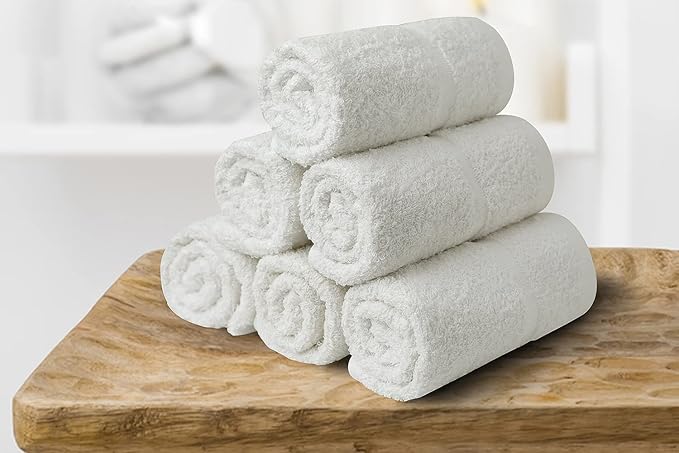 Basic Hand Towels 16x26 Inches – Bulck Pack of 24 – White Color – Soft and Absorbent Multipurpose Cotton Towels for Bathroom, Spa, Gym, Salon, Hotel, and Everyday Use