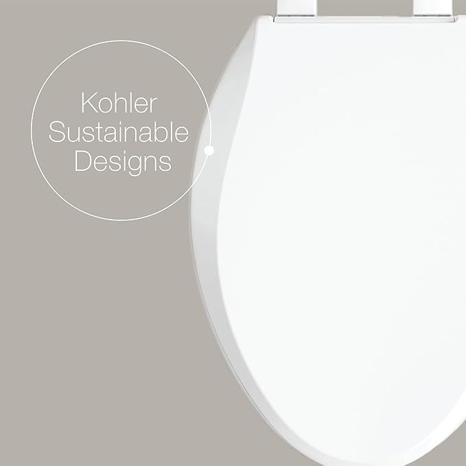 KOHLER K-35584 Cachet Recycled Plastic, Readylatch, Quiet-Close, Soft Close Elongated Toilet Seat