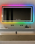 oneup 60x30 Inch Smart LED Bathroom Mirror,RGB Color Changing Bathroom Mirror with Lights,Anti-Fog Wall-Mounted Vanity Mirrors,Dimmable Multicolor Lighted,IP54 Waterproof