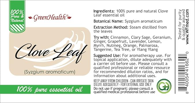 Clove Leaf Essential Oil - 1 Gallon - Plastic Jug - 100% Pure & Uncut - GreenHealth