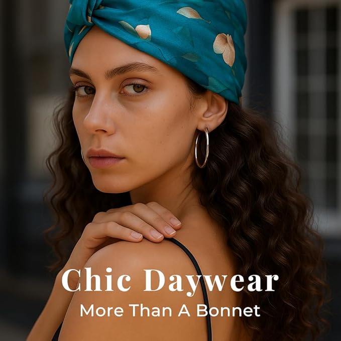 100% Mulberry Silk Bonnet, Double-Layered Hair Bonnet for Sleeping Women, Pure Silk Turban, Night Sleep Hair Wrap