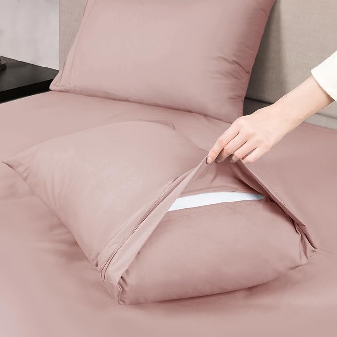 Mejoroom Twin XL Sheet Set - Hotel Luxury Microfiber Sheet & Pillowcase Sets Fits College Dorm Room Mattress - Soft, Breathable, Wrinkle & Fade Resistant - 3 Piece (Dusty Pink)