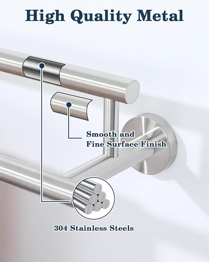 Alise Double Bath Towel Bars Towel Racks for Bathroom Lavatory,28 Inch Wall Mount Towel Holder SUS304 Stainless Steel Towel Hanger Towel Rail,GYT6902-700-LS Brushed Nickel