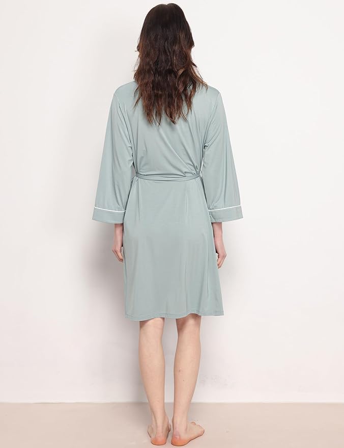 GYS Premium Viscose from Bamboo Robe for Women Long Sleeve Bathrobes Soft Kimono Robes