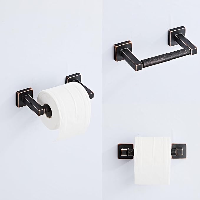 Bathroom Hardware Set 4 Pieces,Oil Rubbed Bronze Towel Bar Set Stainless Steel Wall Mounted, Includes 16In Hand Towel Bar, Towel Ring, Robe Towel Hooks,Toilet Paper Holder, Bathroom Towel Rack Set