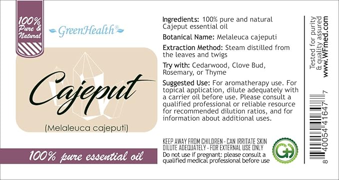 Cajeput Essential Oil - 1 Gallon - Plastic Jug - 100% Pure & Uncut - GreenHealth
