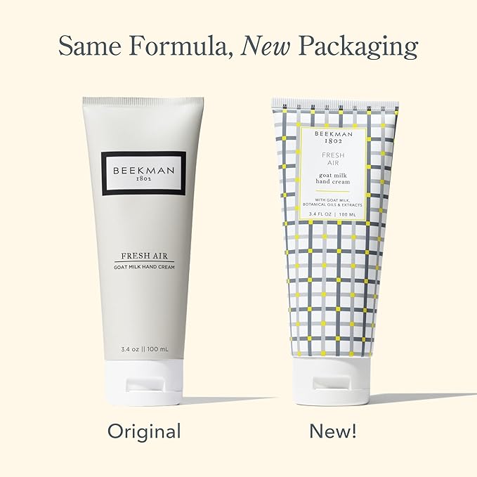 Beekman 1802 Pure Goat Milk Hand Cream, Fresh Air - Scented - 3.4 oz - Moisturizing Lotion for Dry Skin - Anti-Aging Hydration - Good for Sensitive Skin - Cruelty Free - Packaging May Vary