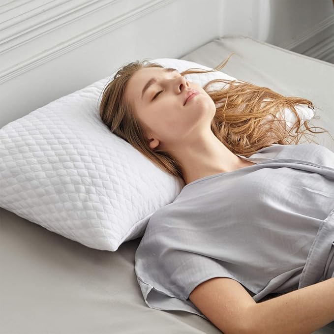 NTCOCO 2 Pillows, Shredded Memory Foam Bed Pillows for Sleeping, with Washable Removable Cooling Hypoallergenic Sleep Pillow, Queen -2 Pieces