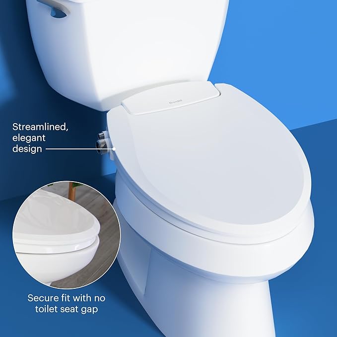 Brondell Bidet Toilet Seat Non-Electric Swash Seat, Fits Round Toilets, White – Dual Nozzle System, Ambient Water Temperature – Bidet with Easy Installation