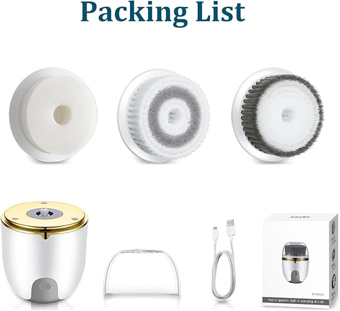 Facial Cleansing Brush 2 Modes Waterproof Electric Face Scrubber, USB Rechargeable Exfoliating Face Brush Cleanser with 3 Heads for Exfoliating, Cleansing, Massaging ...
