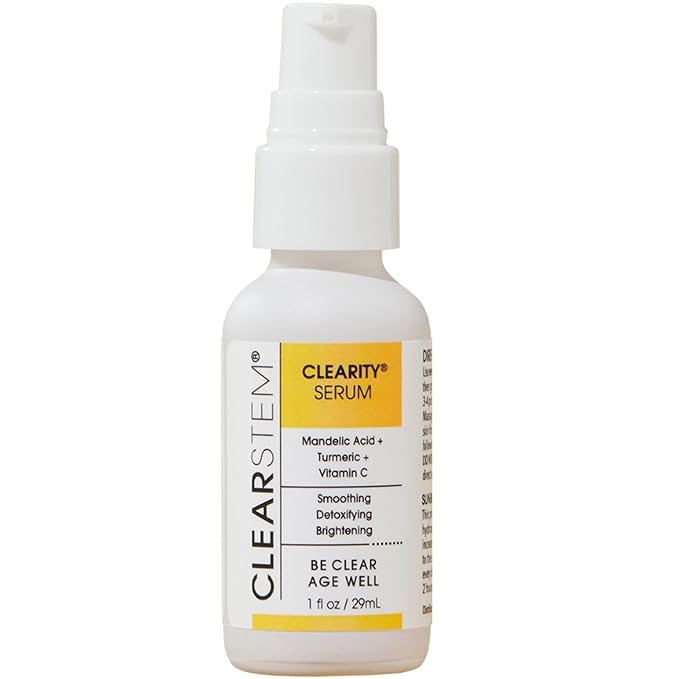 CLEARSTEM - CLEARITY The Blackhead Dissolver Mandelic Acid Serum - Vitamin C, Turmeric, Collagen Boost - All Skin Types - Facial Skin Care Products - Gluten Free, Cruelty Free - 1 fl oz / 29ml