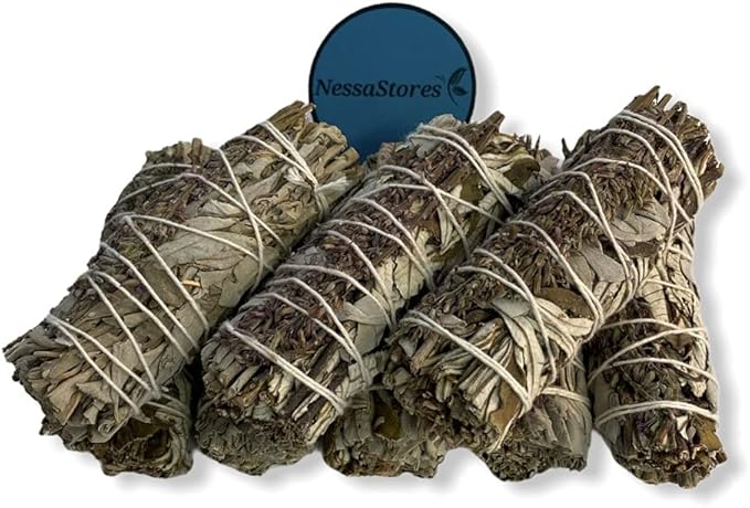 NESSASTORES - White Sage + Yerba Santa + Lavender Smudge Incense 4" Bundle #JC-198 (1 pcs)