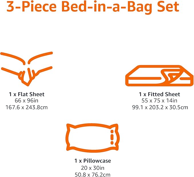 Amazon Basics Lightweight Microfiber 3-Piece Bed Sheet Set, Brick, Solid, Twin XL