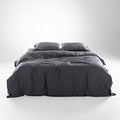 Olive + Crate Luxury 100% Lyocell Eucalyptus Duvet Cover Set Queen Size, Tencel 3PC Vegan Bedding Set, Super Soft Black Cooling Duvet Cover for Hot Sleepers & 2 Pillowcases, Charcoal (90" x 88")