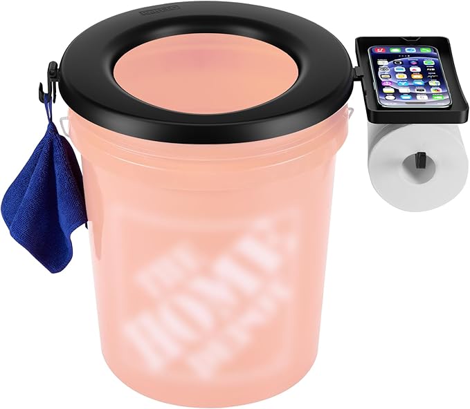 Bucket Toilet Seat, Portable Toilet Seat for 5 Gal Buckets, Camping Toilet Seat, Snap-on Toilet Seat for Outdoor, Camping, Hiking, Emergency, Car, Boat, RV Travel