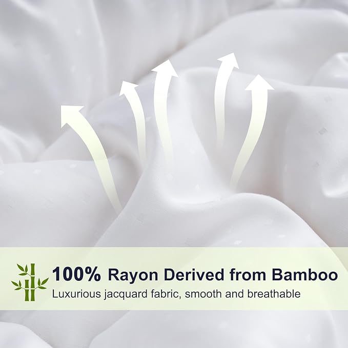 YOUR MOON Luxurious All Season Wool Comforter Twin Size 100% Natural Australian Wool Duvet, Hypoallergenic Premium Filled Comforter, Noiseless Jacquard Rayon Derived from Bamboo Shell(White)