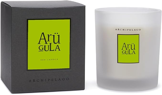 Archipelago Botanicals Hand-Poured Soy Wax Blend Scented Candle with Fragrance Oils, Lead-Free Cotton Wicks, Glass Candle Jar with Gift Box, Burns Approx. 60 Hours, Arugula, 10 Oz.