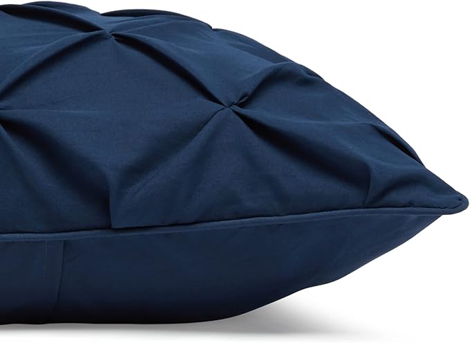 Amazon Basics All-Season Down-Alternative Comforter 2-Piece Bedding Set, Twin/TwinXL, Navy Blue, Pinch Pleat With Piped Edges