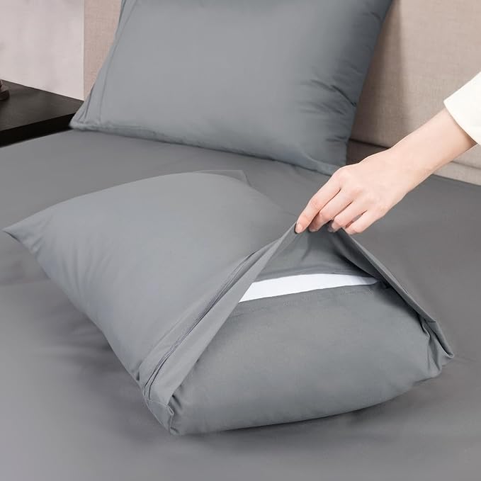 Mejoroom Full Size Sheets - 1800TC Luxury Full Sheets with 16 Inch Deep Pocket - Premium Bedding Collection - Soft, Breathable, Wrinkle, Fade & Stain Resistant - 4 Piece (Full, Gray)