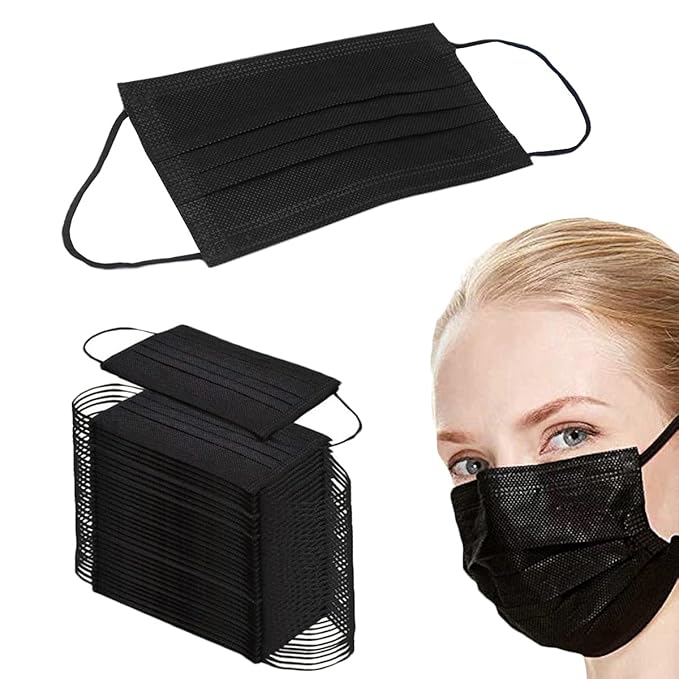 NNPCBT 1000PCS 3 ply black disposable face mask breathable face masks