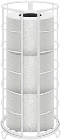 NearMoon Toilet Paper Organizer Stand, Free Standing 3 Rolls Tissue Storage, Metal Bathroom Accessory, Rustproof Toilet Roll Holder for Kitchen Countertop Inside Cabinet Shelf(Metal Base, White)